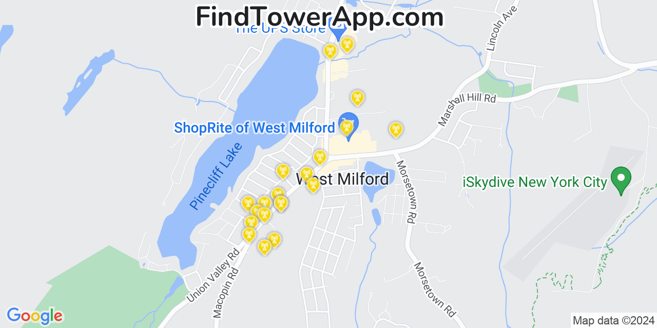 AT&T 4G/5G cell tower coverage map West Milford, New Jersey