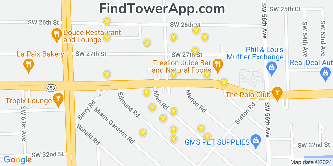 AT&T 4G/5G cell tower coverage map West Park, Florida