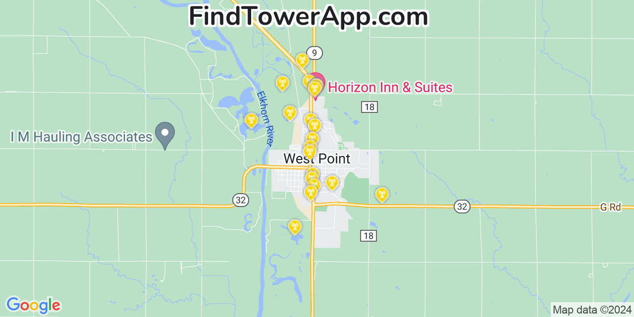 Verizon 4G/5G cell tower coverage map West Point, Nebraska