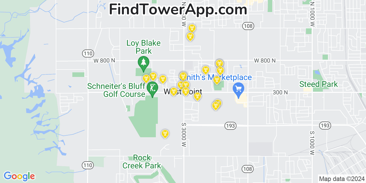 T-Mobile 4G/5G cell tower coverage map West Point, Utah