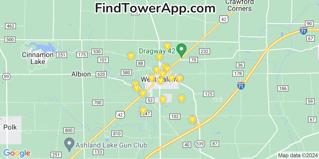 AT&T 4G/5G cell tower coverage map West Salem, Ohio