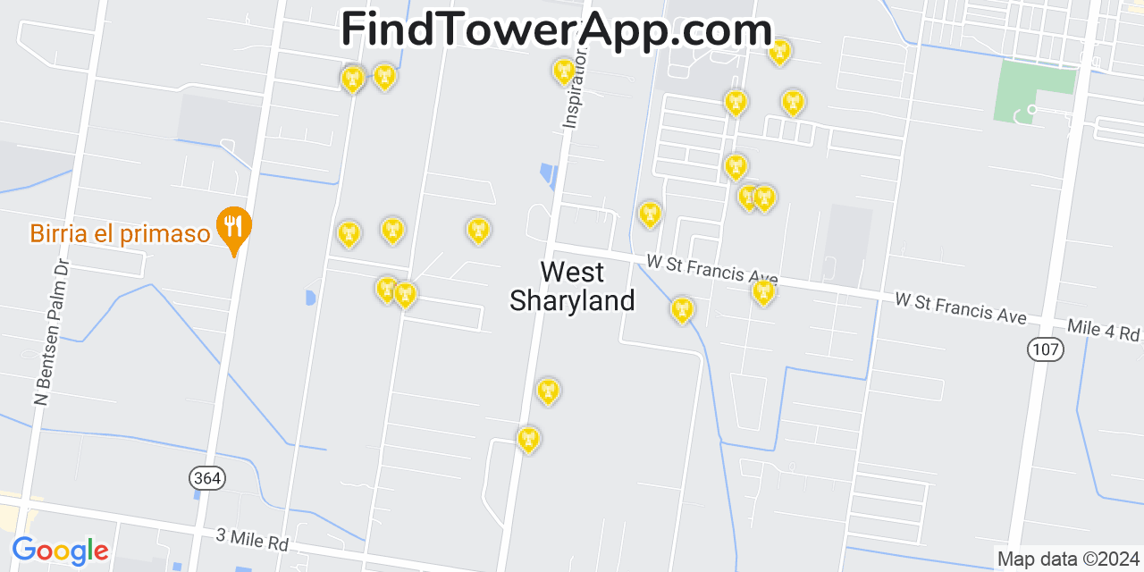 AT&T 4G/5G cell tower coverage map West Sharyland, Texas