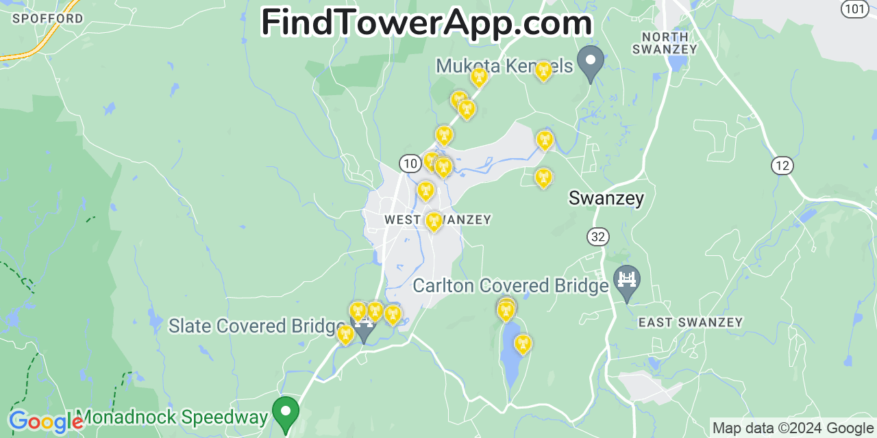 T-Mobile 4G/5G cell tower coverage map West Swanzey, New Hampshire