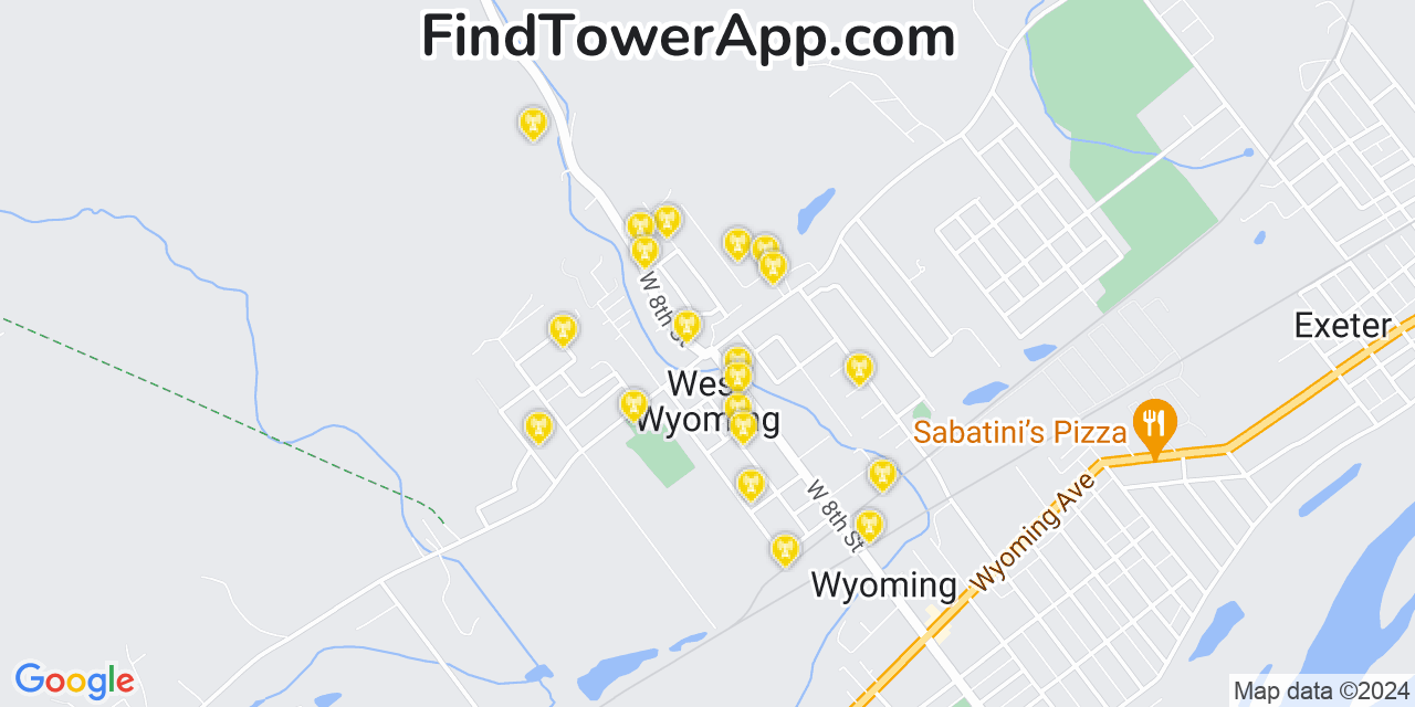 AT&T 4G/5G cell tower coverage map West Wyoming, Pennsylvania