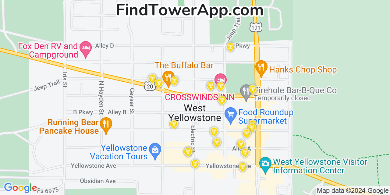 T-Mobile 4G/5G cell tower coverage map West Yellowstone, Montana