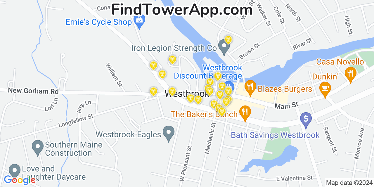 T-Mobile 4G/5G cell tower coverage map Westbrook, Maine