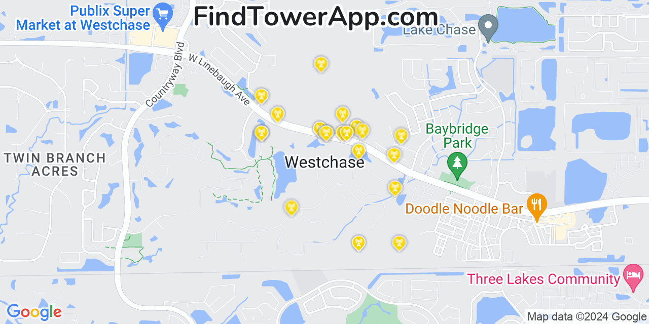 AT&T 4G/5G cell tower coverage map Westchase, Florida