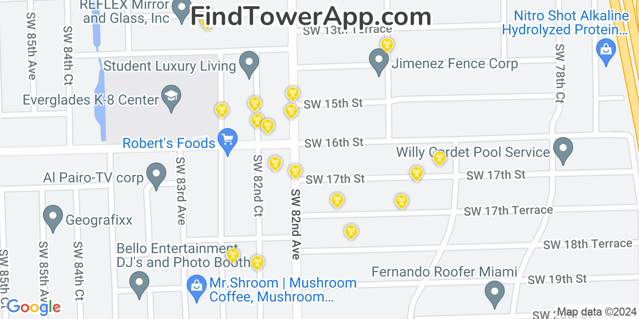 T-Mobile 4G/5G cell tower coverage map Westchester, Florida