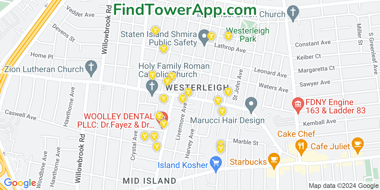 T-Mobile 4G/5G cell tower coverage map Westerleigh, New York