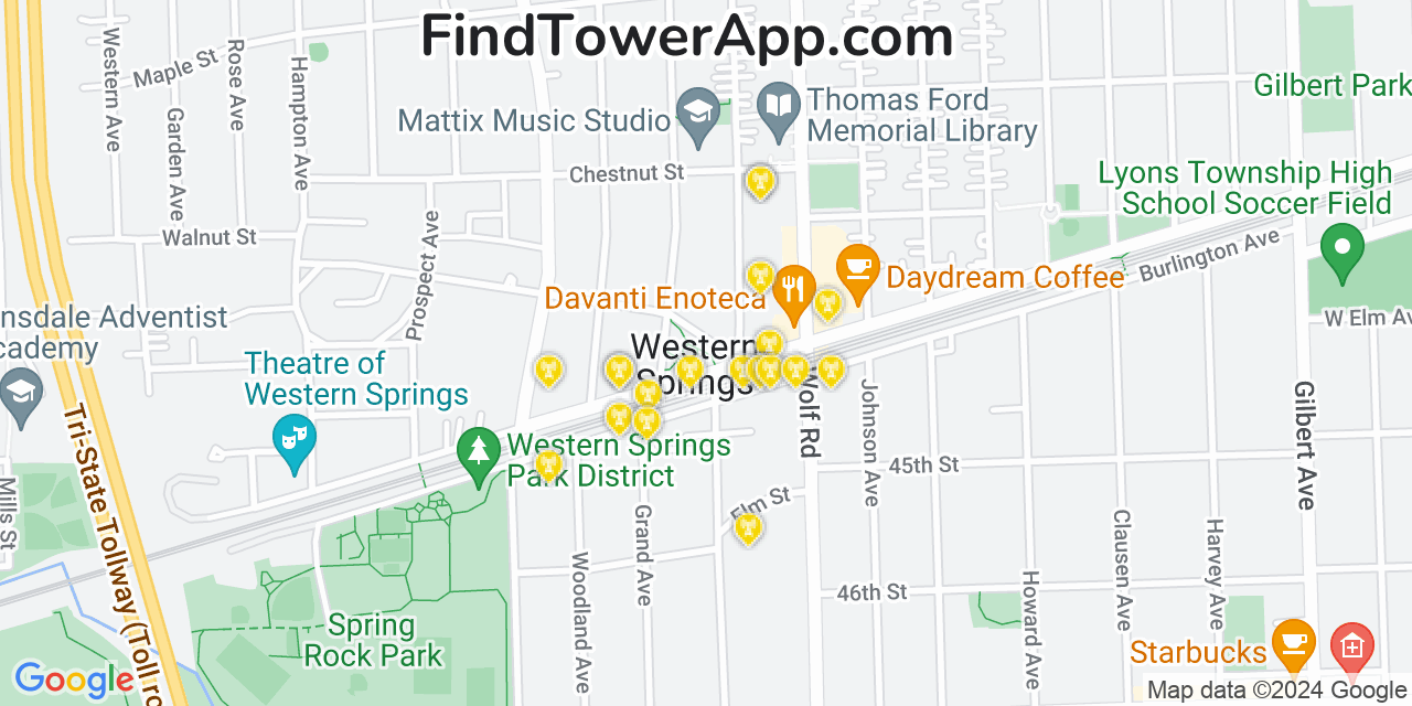 T-Mobile 4G/5G cell tower coverage map Western Springs, Illinois