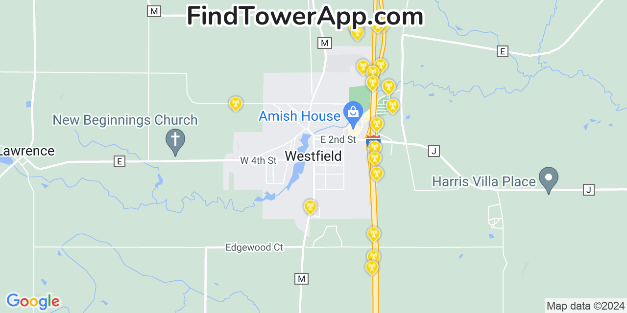 AT&T 4G/5G cell tower coverage map Westfield, Wisconsin