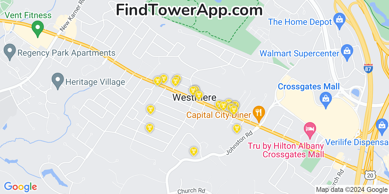 AT&T 4G/5G cell tower coverage map Westmere, New York