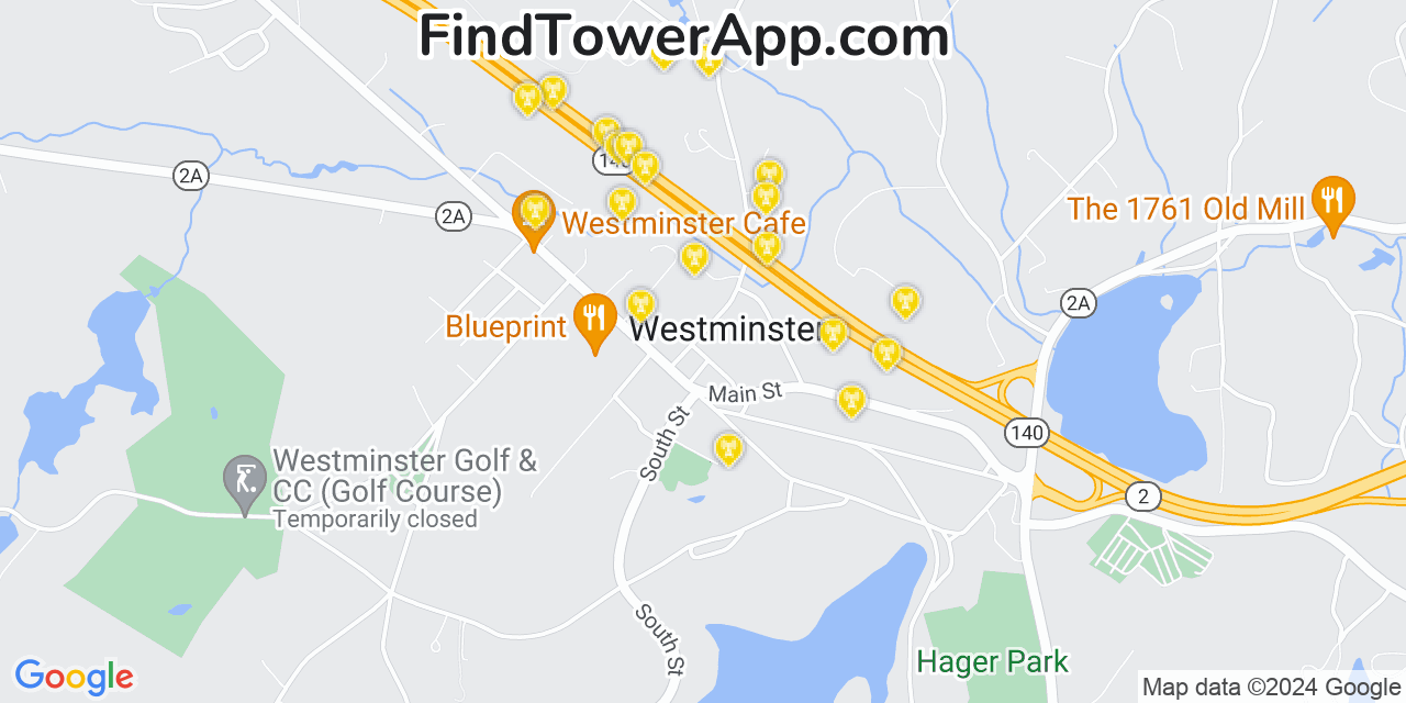 Verizon 4G/5G cell tower coverage map Westminster, Massachusetts