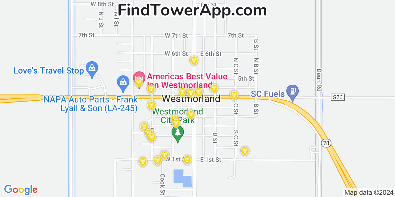 AT&T 4G/5G cell tower coverage map Westmorland, California