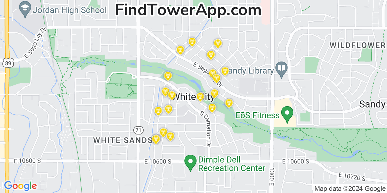 T-Mobile 4G/5G cell tower coverage map White City, Utah