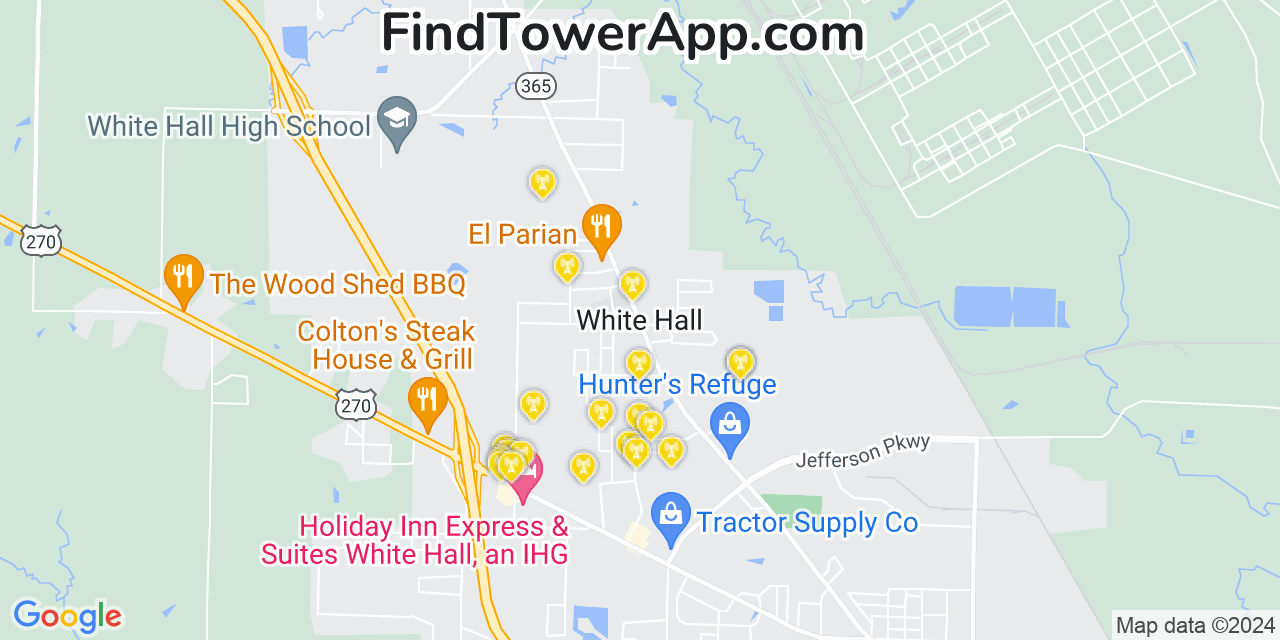 AT&T 4G/5G cell tower coverage map White Hall, Arkansas