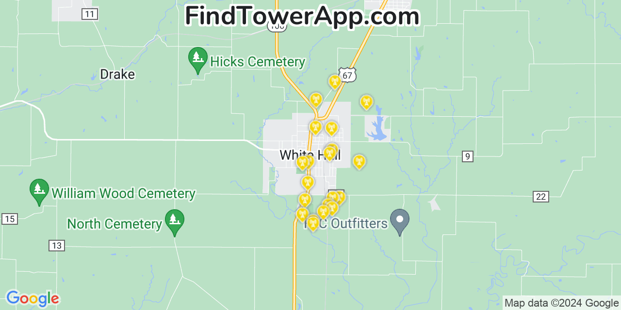 T-Mobile 4G/5G cell tower coverage map White Hall, Illinois