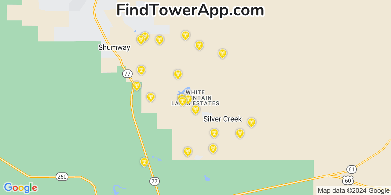 T-Mobile 4G/5G cell tower coverage map White Mountain Lake, Arizona