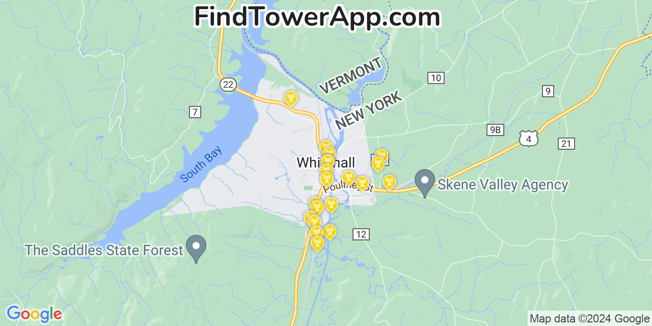 T-Mobile 4G/5G cell tower coverage map Whitehall, New York