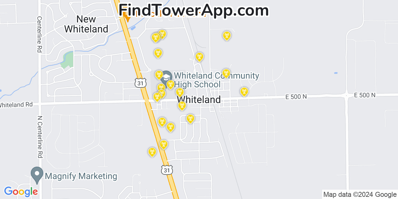 T-Mobile 4G/5G cell tower coverage map Whiteland, Indiana