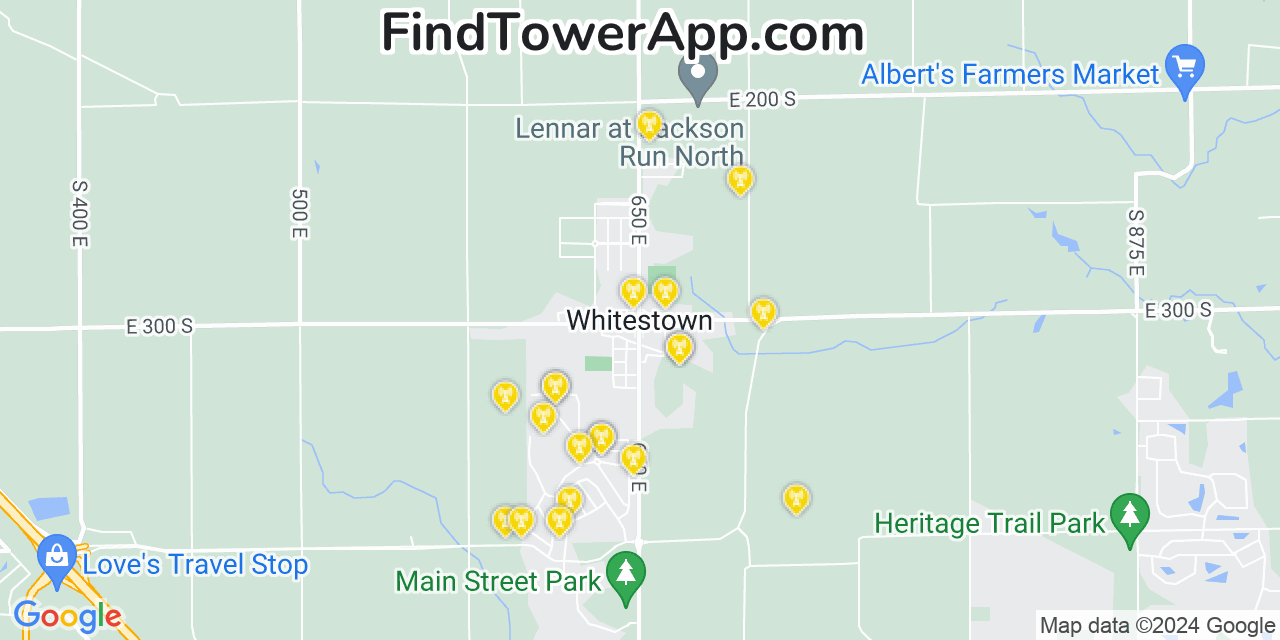 T-Mobile 4G/5G cell tower coverage map Whitestown, Indiana