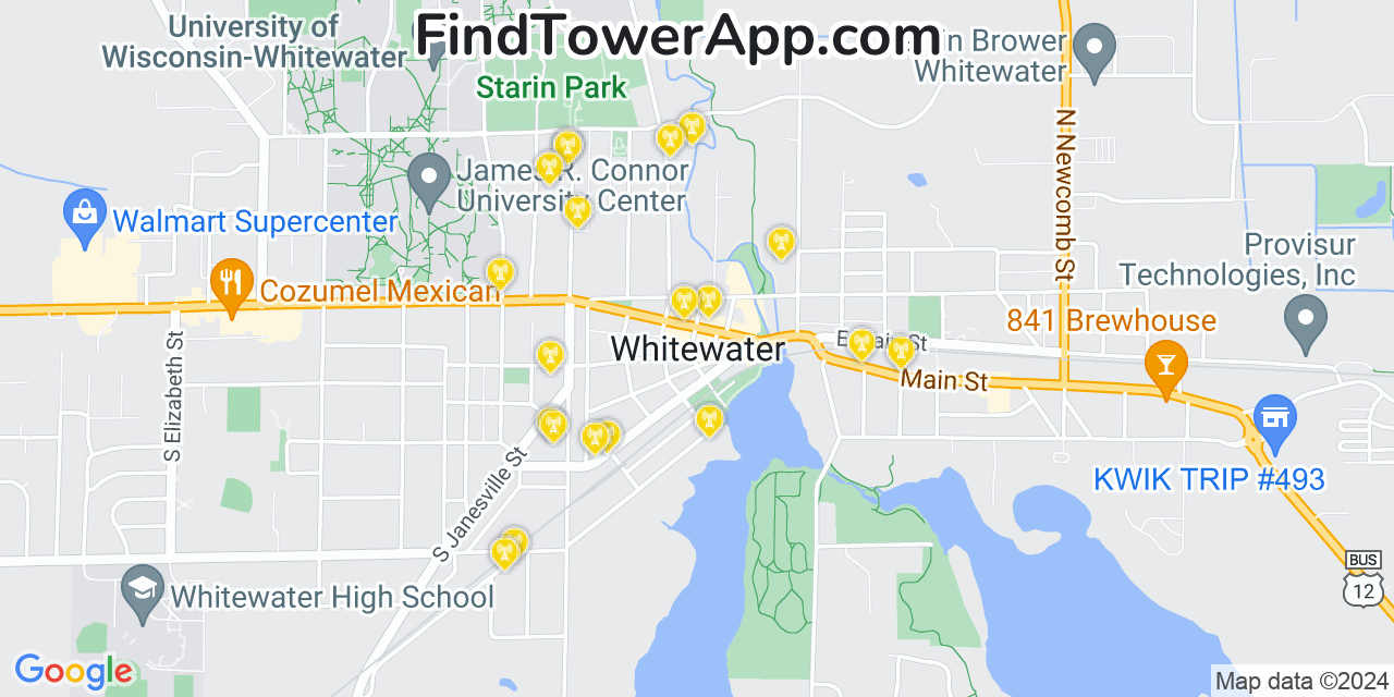 Verizon 4G/5G cell tower coverage map Whitewater, Wisconsin