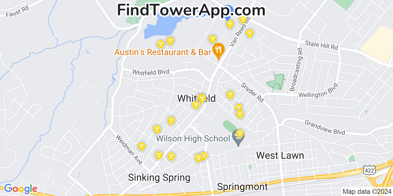 T-Mobile 4G/5G cell tower coverage map Whitfield, Pennsylvania