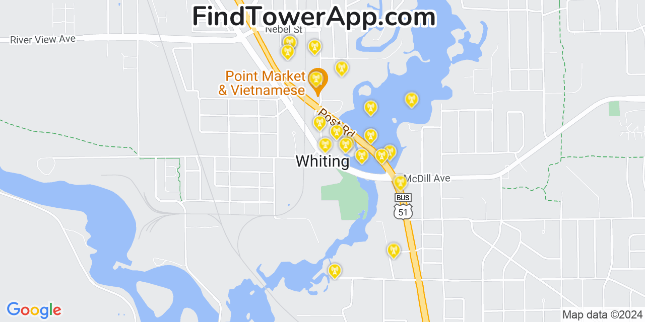 Verizon 4G/5G cell tower coverage map Whiting, Wisconsin