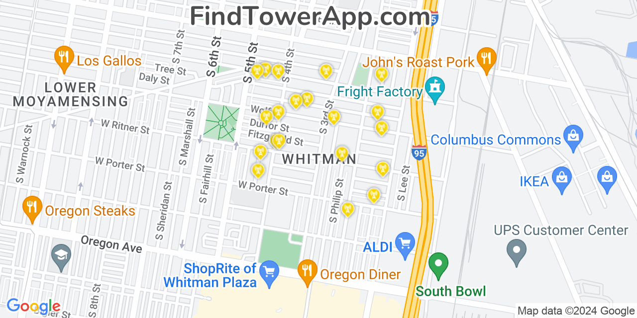 T-Mobile 4G/5G cell tower coverage map Whitman, Pennsylvania