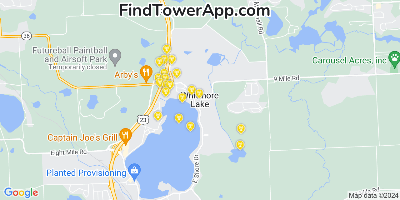 T-Mobile 4G/5G cell tower coverage map Whitmore Lake, Michigan