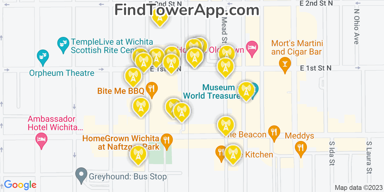 Wichita Kansas Cell Tower Coverage Map