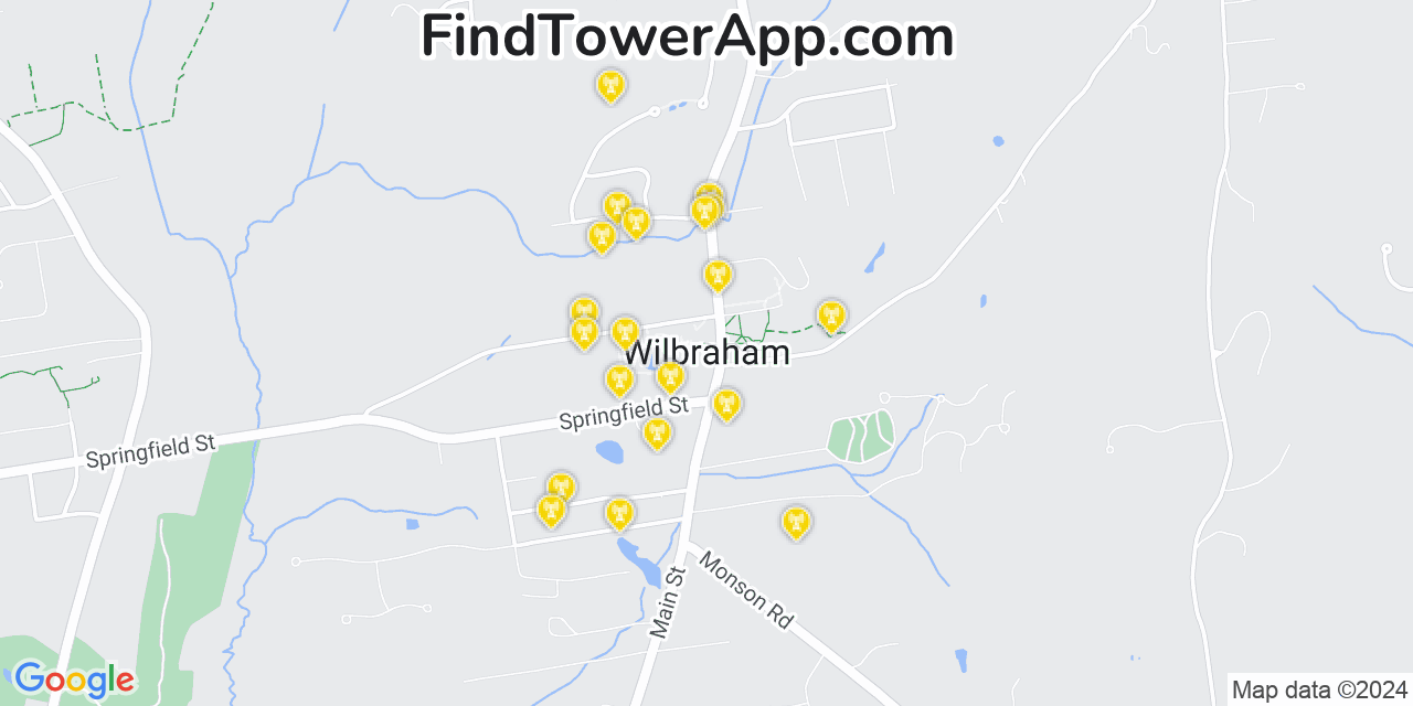 Verizon 4G/5G cell tower coverage map Wilbraham, Massachusetts