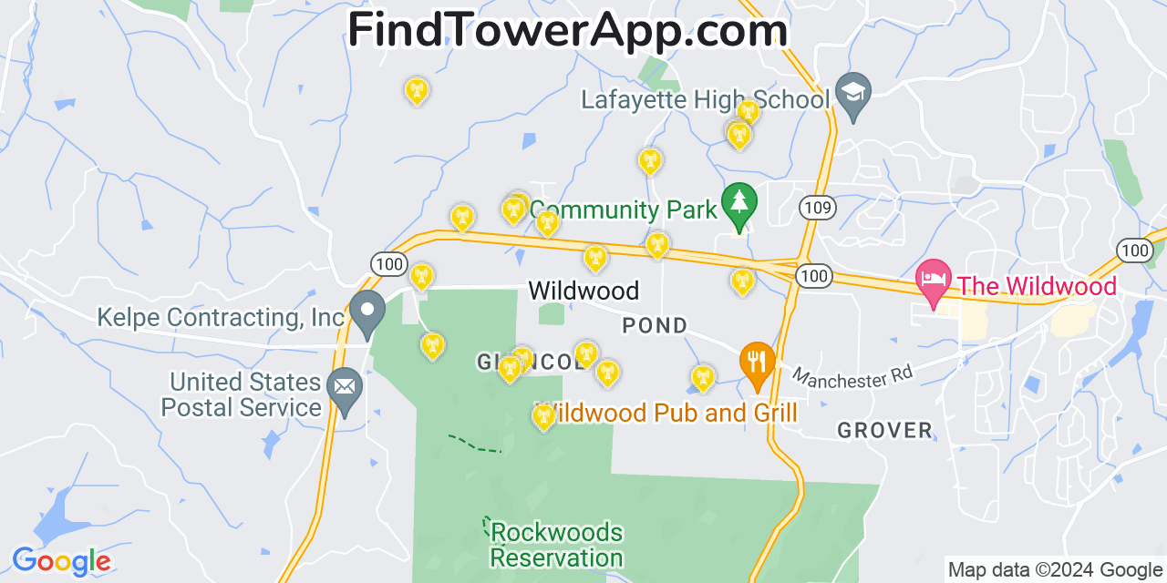 AT&T 4G/5G cell tower coverage map Wildwood, Missouri