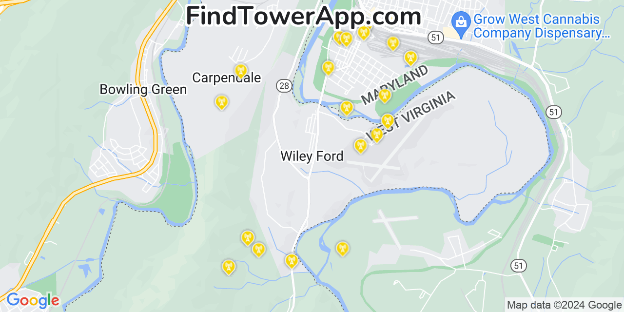 T-Mobile 4G/5G cell tower coverage map Wiley Ford, West Virginia