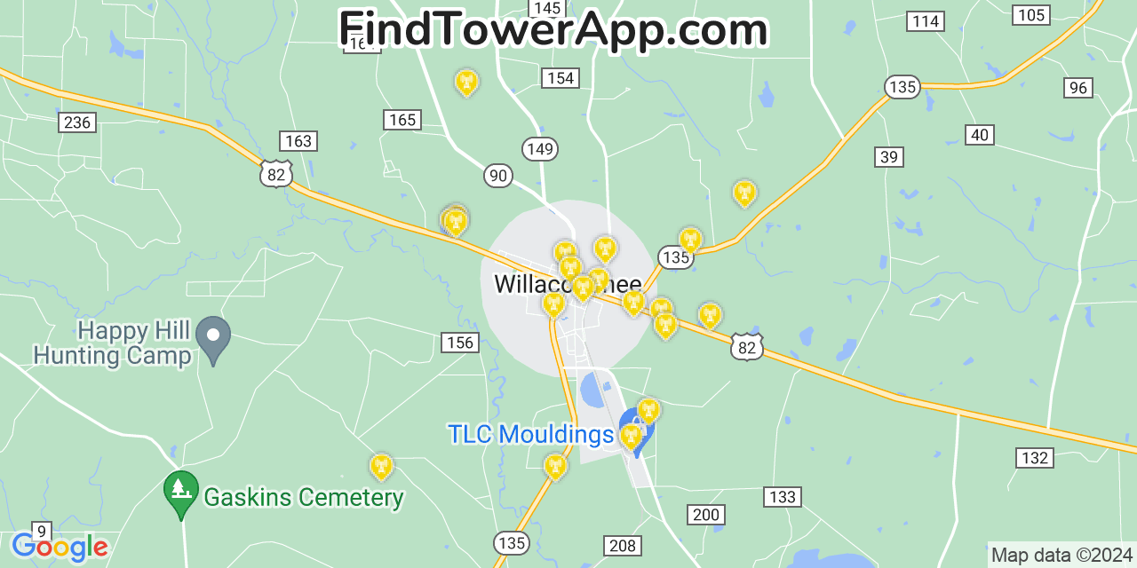 T-Mobile 4G/5G cell tower coverage map Willacoochee, Georgia