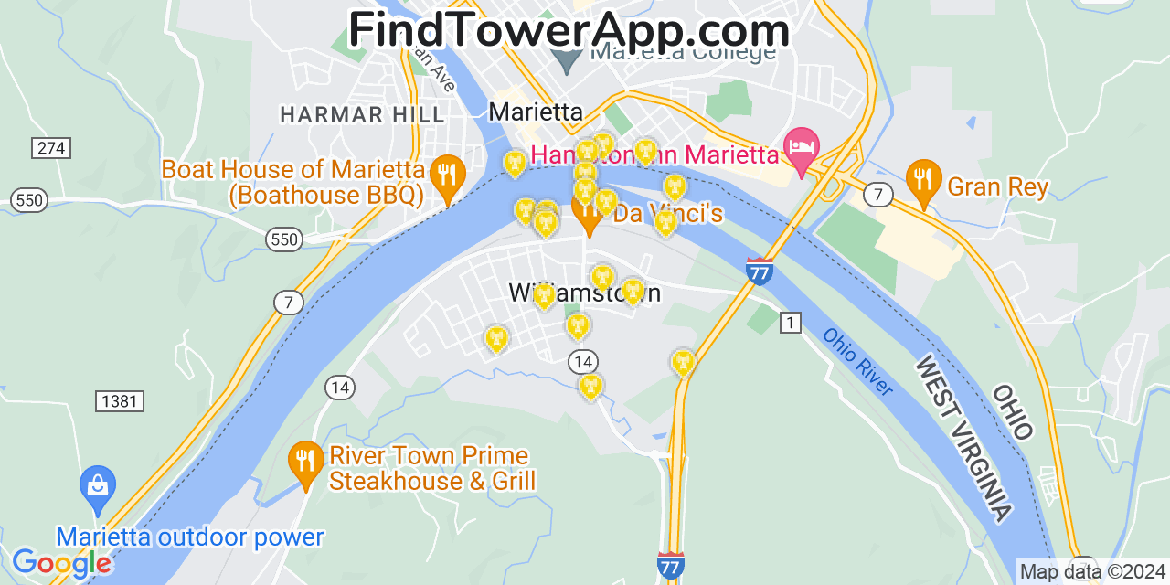 T-Mobile 4G/5G cell tower coverage map Williamstown, West Virginia