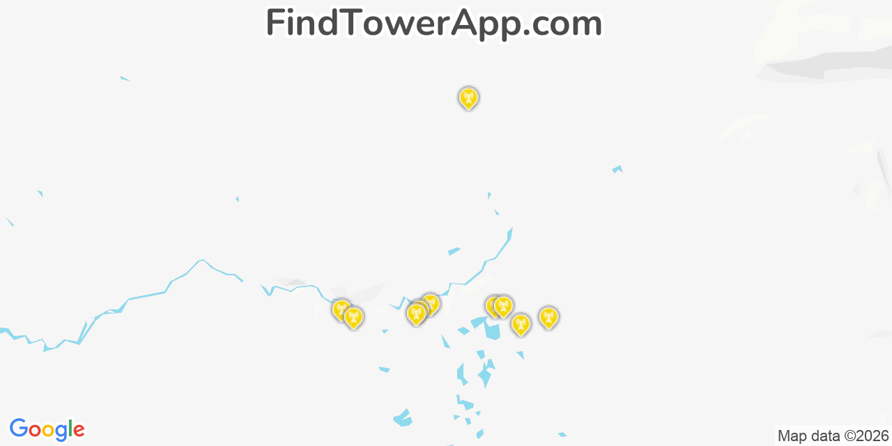 Map showing the 20 primary cell tower locations detected in Willow, Alaska from AT&T, Verizon, and T-Mobile networks