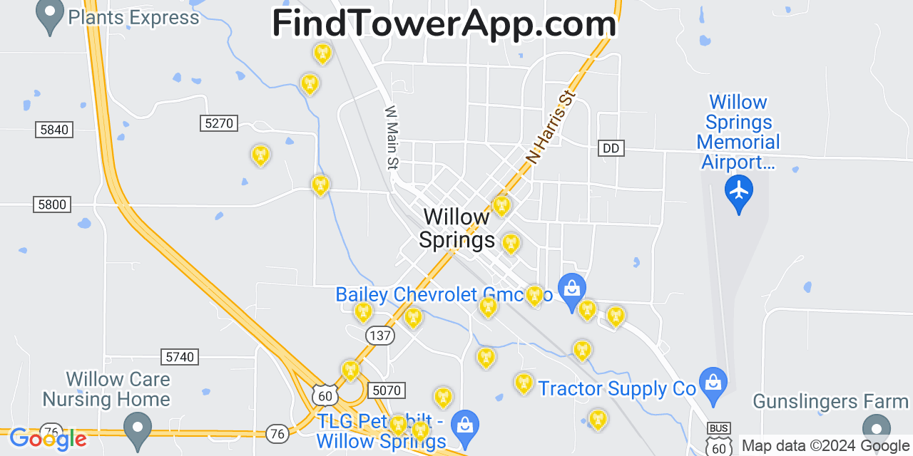 T-Mobile 4G/5G cell tower coverage map Willow Springs, Missouri