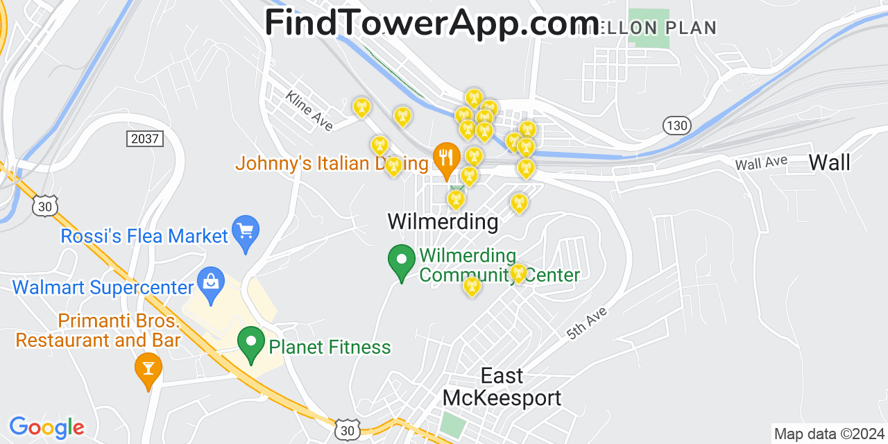 T-Mobile 4G/5G cell tower coverage map Wilmerding, Pennsylvania