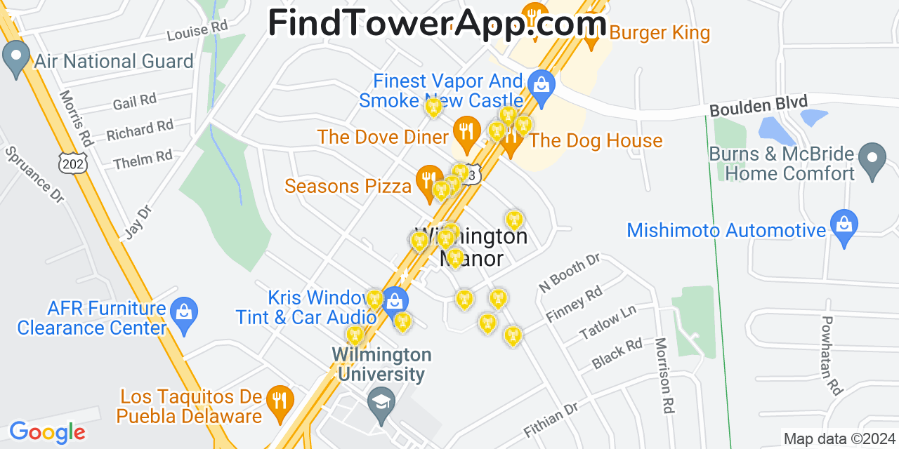 T-Mobile 4G/5G cell tower coverage map Wilmington Manor, Delaware