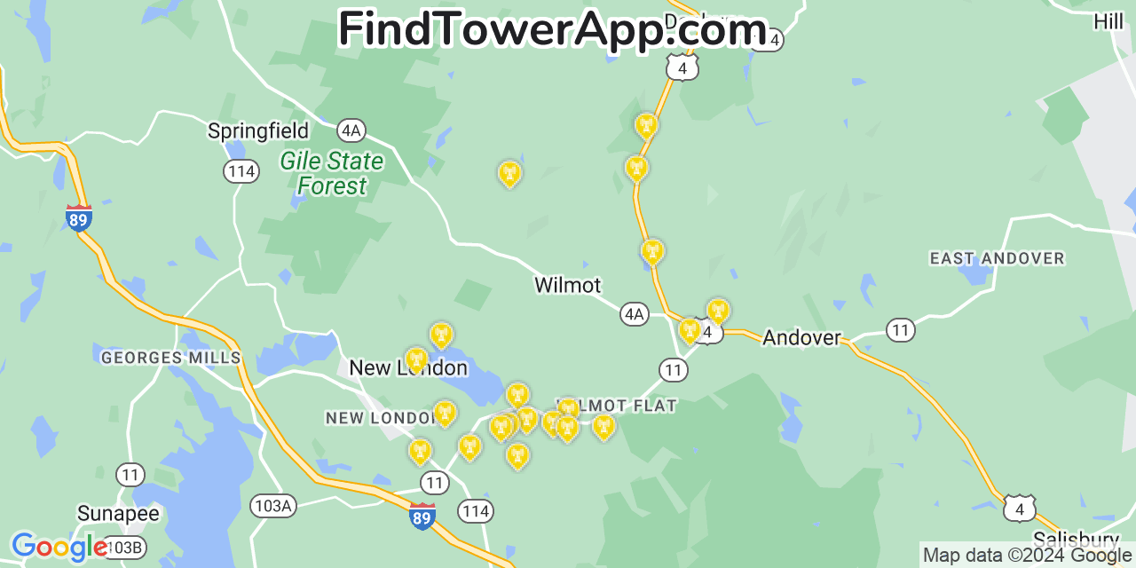 T-Mobile 4G/5G cell tower coverage map Wilmot, New Hampshire