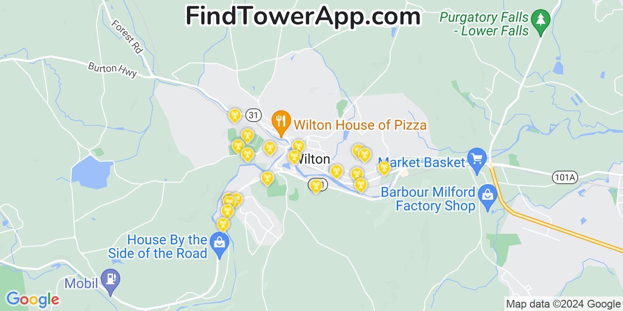 Verizon 4G/5G cell tower coverage map Wilton, New Hampshire