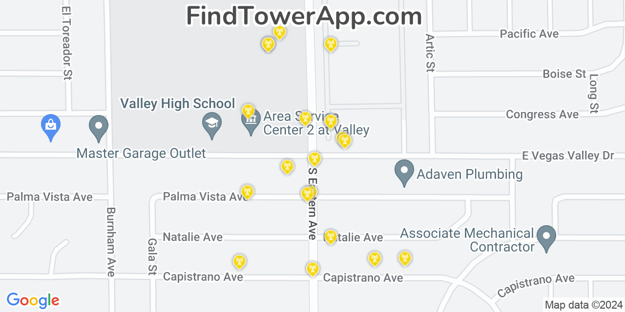 AT&T 4G/5G cell tower coverage map Winchester, Nevada