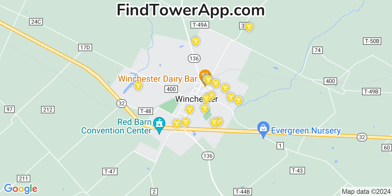 T-Mobile 4G/5G cell tower coverage map Winchester, Ohio