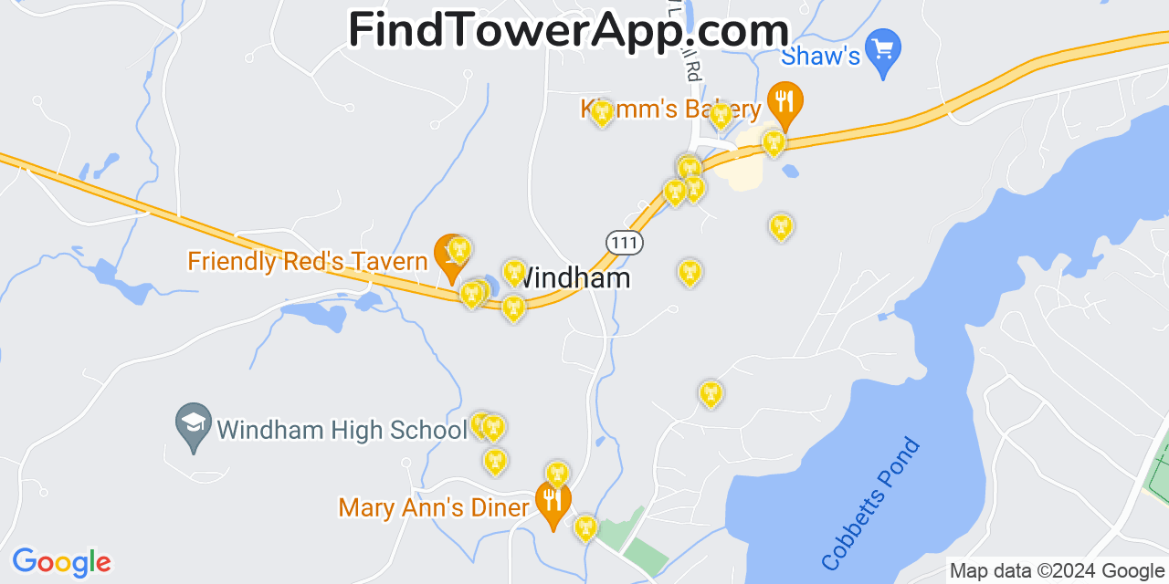 Verizon 4G/5G cell tower coverage map Windham, New Hampshire