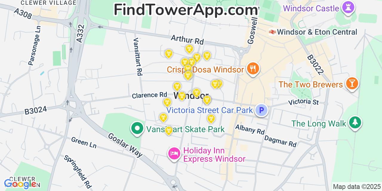 Windsor Cell Towers, United-Kingdom - FindTower App Coverage Maps