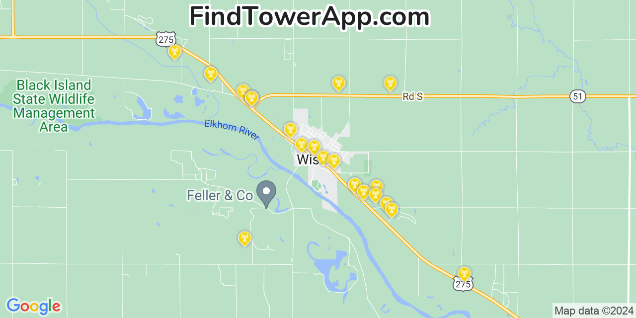 AT&T 4G/5G cell tower coverage map Wisner, Nebraska