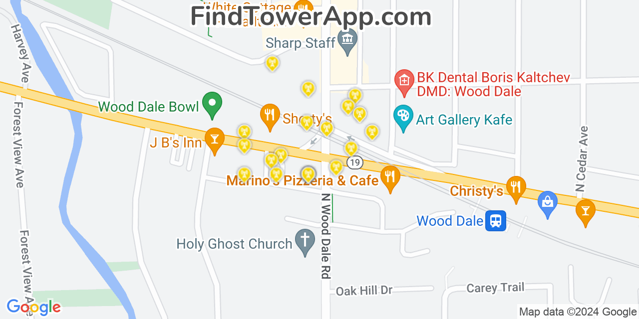 AT&T 4G/5G cell tower coverage map Wood Dale, Illinois