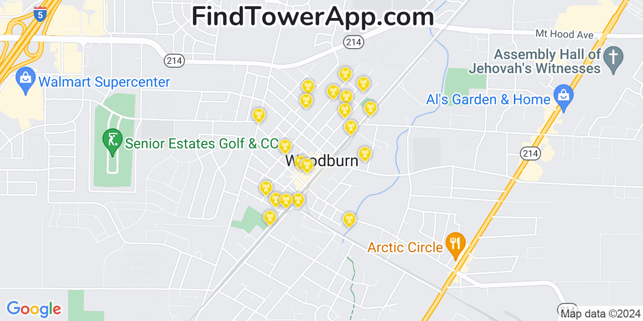 T-Mobile 4G/5G cell tower coverage map Woodburn, Oregon