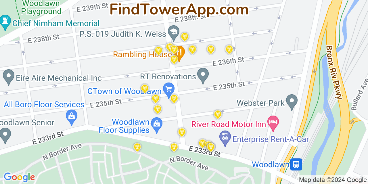 Verizon 4G/5G cell tower coverage map Woodlawn, New York